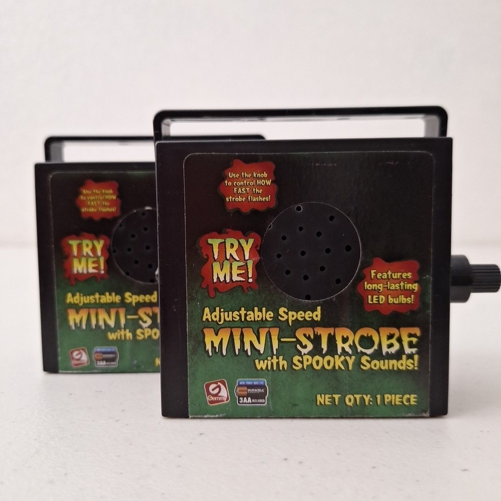 2 GEMMY Halloween Mini-Strobe Light w/ Spooky Sounds Sensor Adjustable Vtg WORKS - Picture 12 of 12